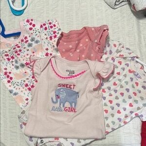 Chick Pea Pink and White Baby Bodysuits Set